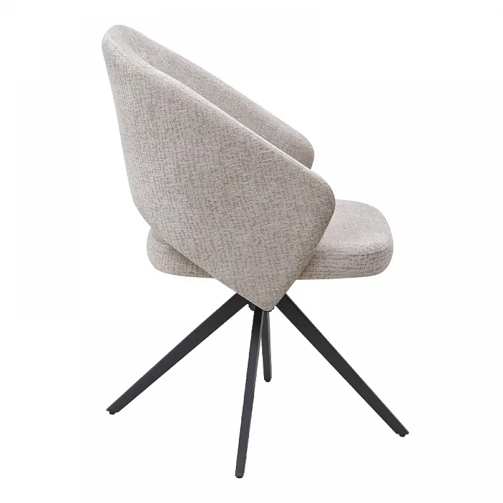 Πολυθρόνα τραπεζαρίας Milano Megapap περιστρεφόμενη χρώμα ανοιχτό μπεζ ύφασμα - μεταλλικό μαύρο πόδι 64x64x83εκ. | GP040-0029,1