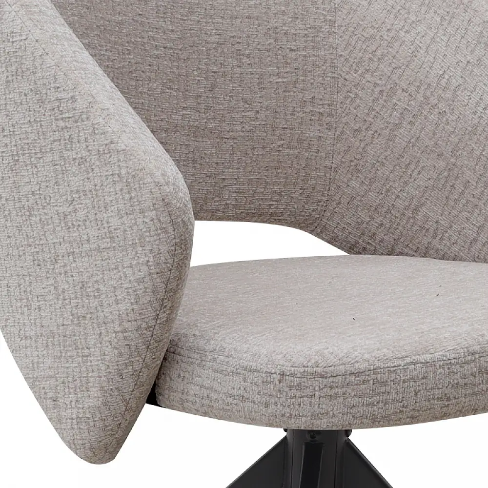 Πολυθρόνα τραπεζαρίας Milano Megapap περιστρεφόμενη χρώμα ανοιχτό μπεζ ύφασμα - μεταλλικό μαύρο πόδι 64x64x83εκ. | GP040-0029,1