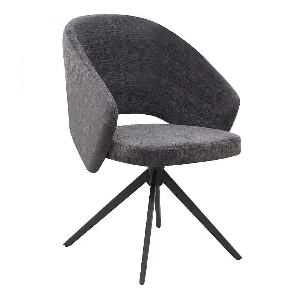 Πολυθρόνα τραπεζαρίας Milano Megapap περιστρεφόμενη χρώμα ανθρακί ύφασμα - μεταλλικό μαύρο πόδι 64x64x83εκ. | GP040-0029,2