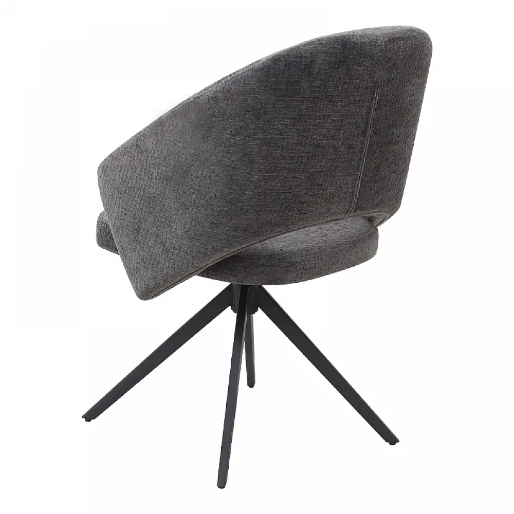 Πολυθρόνα τραπεζαρίας Milano Megapap περιστρεφόμενη χρώμα ανθρακί ύφασμα - μεταλλικό μαύρο πόδι 64x64x83εκ. | GP040-0029,2