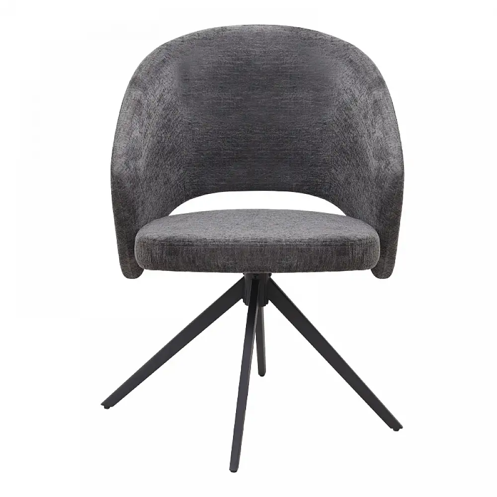 Πολυθρόνα τραπεζαρίας Milano Megapap περιστρεφόμενη χρώμα ανθρακί ύφασμα - μεταλλικό μαύρο πόδι 64x64x83εκ. | GP040-0029,2