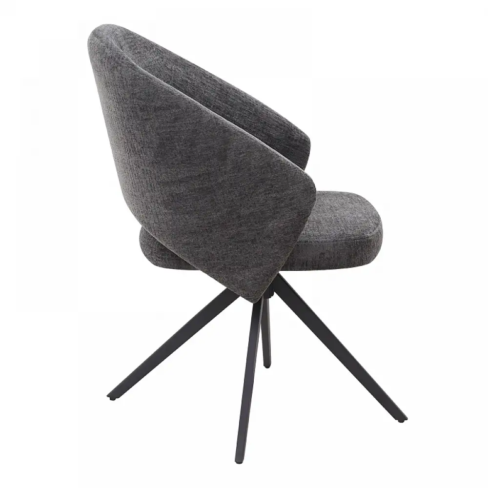 Πολυθρόνα τραπεζαρίας Milano Megapap περιστρεφόμενη χρώμα ανθρακί ύφασμα - μεταλλικό μαύρο πόδι 64x64x83εκ. | GP040-0029,2