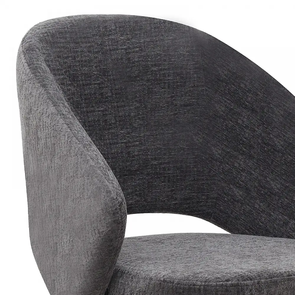 Πολυθρόνα τραπεζαρίας Milano Megapap περιστρεφόμενη χρώμα ανθρακί ύφασμα - μεταλλικό μαύρο πόδι 64x64x83εκ. | GP040-0029,2