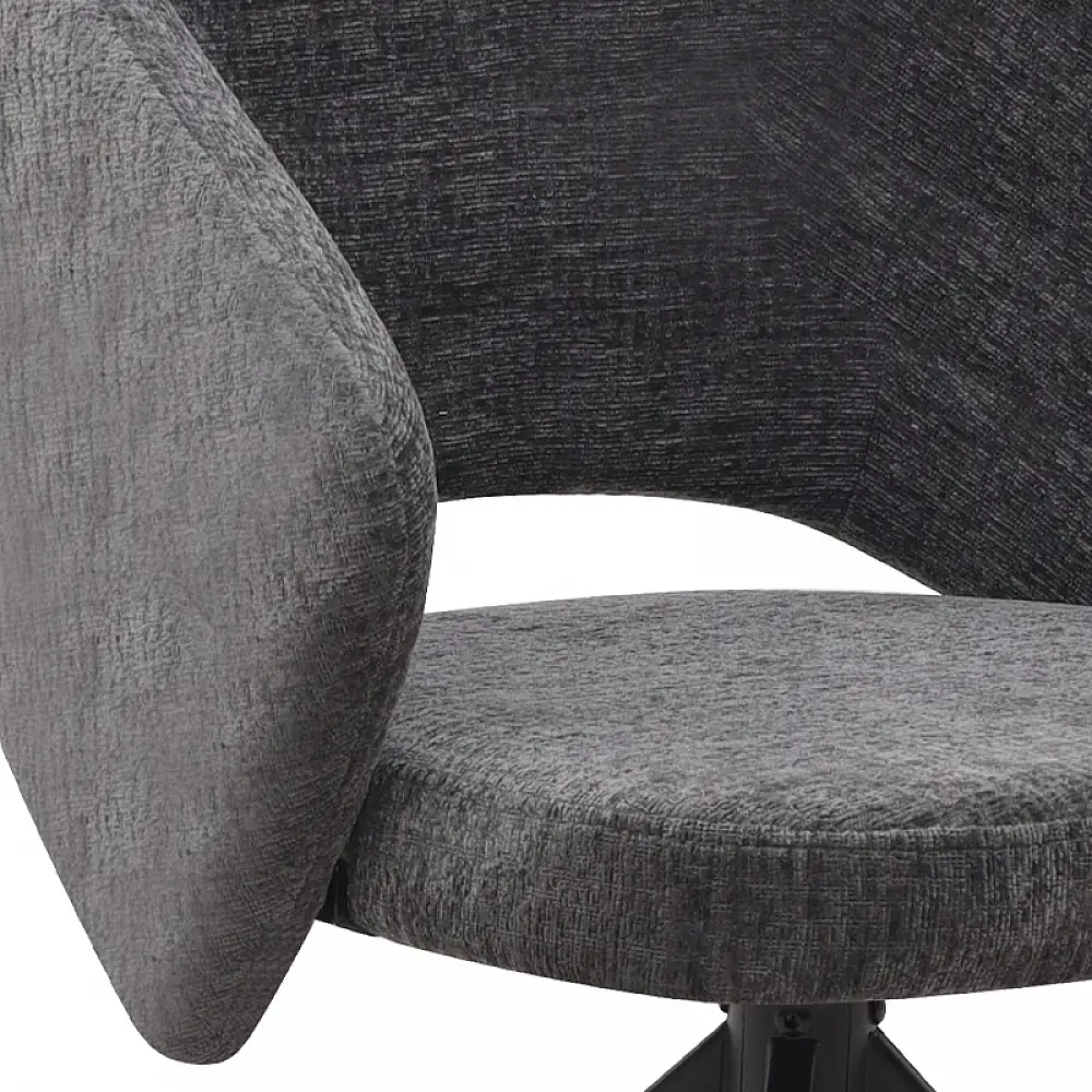 Πολυθρόνα τραπεζαρίας Milano Megapap περιστρεφόμενη χρώμα ανθρακί ύφασμα - μεταλλικό μαύρο πόδι 64x64x83εκ. | GP040-0029,2