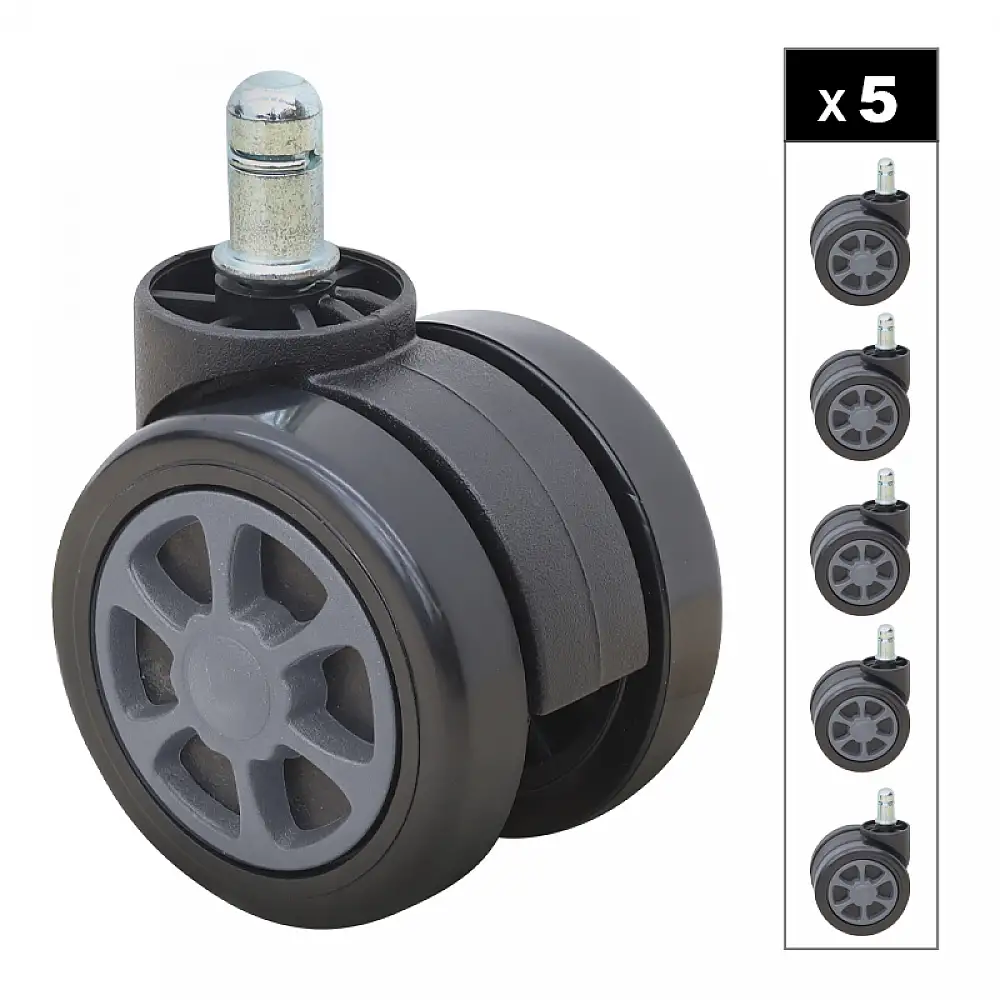 Ανταλλακτικά Ροδάκια Megapap για καρέκλες γραφείου σετ 5 τμχ χρώμα μαύρο - γκρι | GP040-0030,2