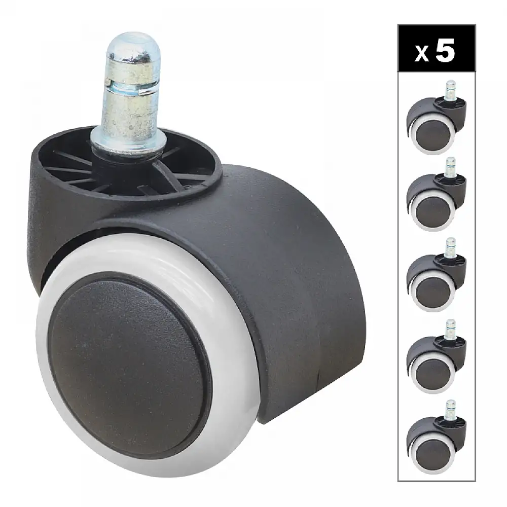 Ανταλλακτικά Ροδάκια Megapap για καρέκλες γραφείου σετ 5 τμχ χρώμα μαύρο - λευκό | GP040-0032,1