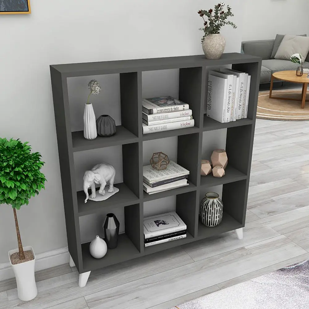 Βιβλιοθήκη μελαμίνης Saul Megapap χρώμα ανθρακί 88,2x20x88,2εκ. Βιβλιοθήκη μελαμίνης Saul Megapap χρώμα ανθρακί 88,2x20x88,2εκ.