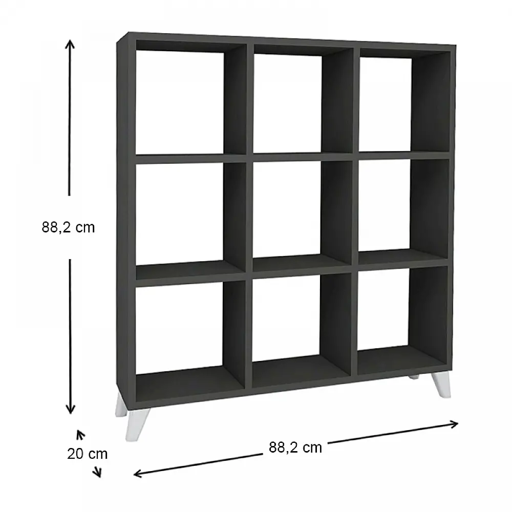 Βιβλιοθήκη μελαμίνης Saul Megapap χρώμα ανθρακί 88,2x20x88,2εκ. Βιβλιοθήκη μελαμίνης Saul Megapap χρώμα ανθρακί 88,2x20x88,2εκ.