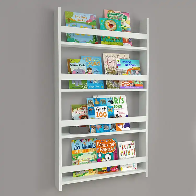 Επιτοίχια βιβλιοθήκη - ραφιέρα Montessori Megapap χρώμα λευκό 74x10x120εκ. | GP041-0011,1