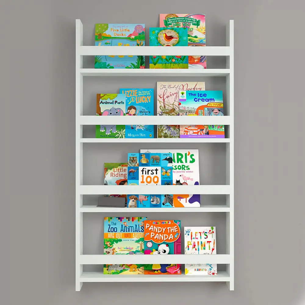 Επιτοίχια βιβλιοθήκη - ραφιέρα Montessori Megapap από μελαμίνη χρώμα λευκό 74x10x120εκ. - GP041-0011,1