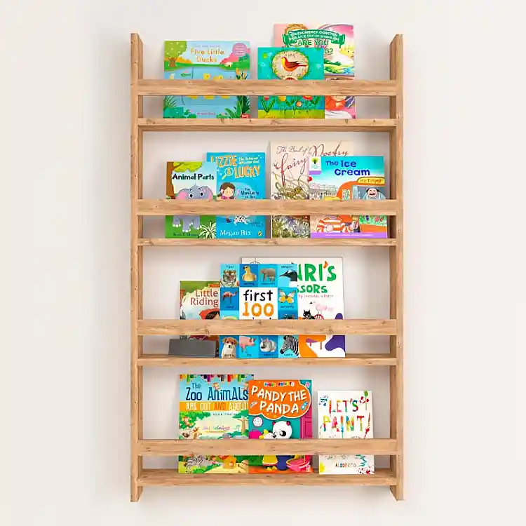 Επιτοίχια βιβλιοθήκη - ραφιέρα Montessori Megapap χρώμα pine oak 74x10x120εκ. | GP041-0011,2