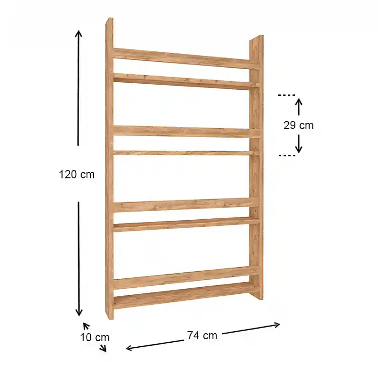 Επιτοίχια βιβλιοθήκη - ραφιέρα Montessori Megapap χρώμα pine oak 74x10x120εκ. | GP041-0011,2