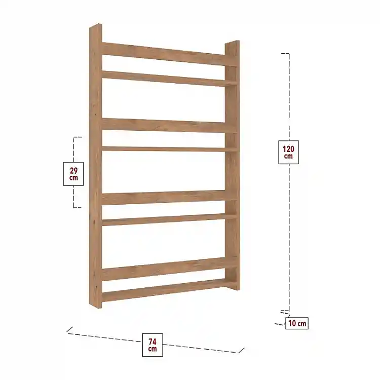 Επιτοίχια βιβλιοθήκη - ραφιέρα Montessori Megapap χρώμα pine oak 74x10x120εκ. | GP041-0011,2