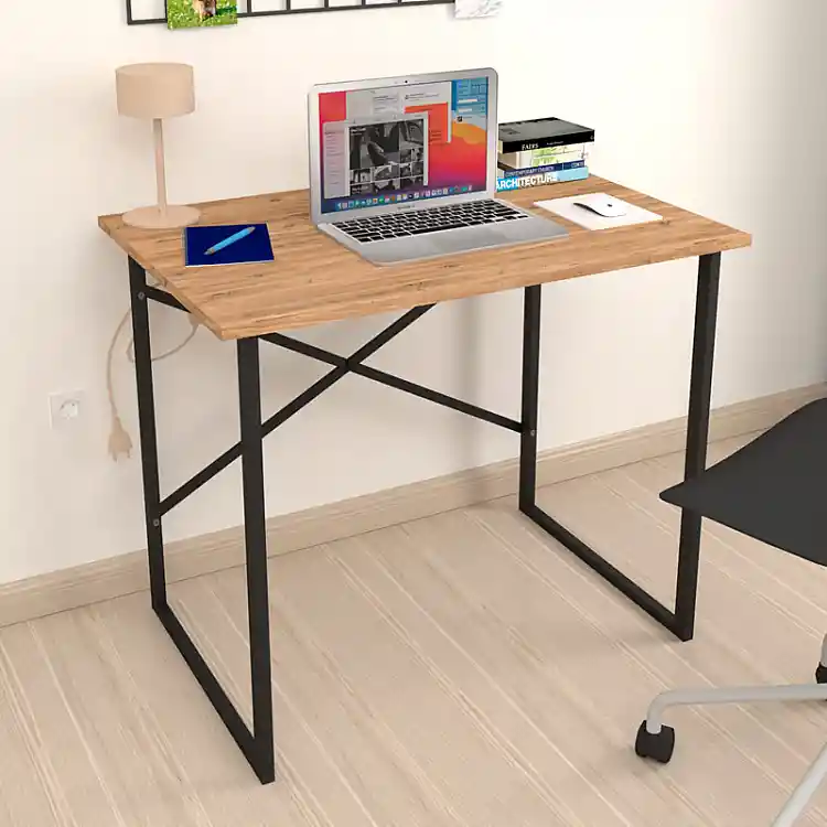 Γραφείο εργασίας Rilke Megapap χρώμα μαύρο - pine oak 90x60x75εκ. | GP041-0014,2
