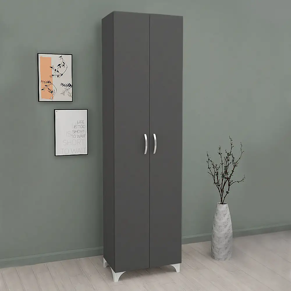 Ντουλάπα - Παπουτσοθήκη Lilly Megapap χρώμα ανθρακί 49x32x178εκ. | GP041-0015,3