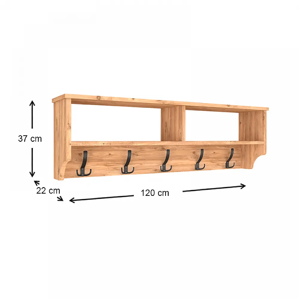 Κρεμάστρα τοίχου Ottila Megapap από μελαμίνη χρώμα pine oak 120x22x37εκ. Κρεμάστρα τοίχου Ottila Megapap από μελαμίνη χρώμα pine oak 120x22x37εκ.