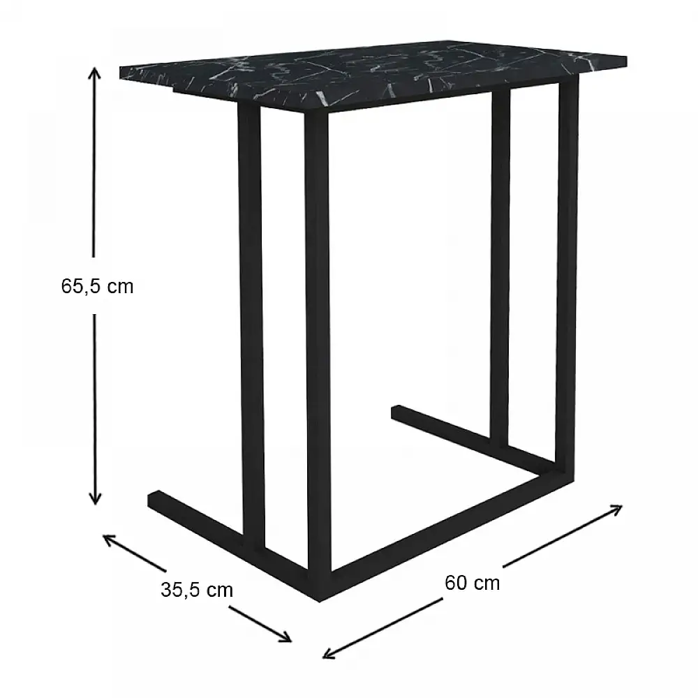 Βοηθητικό τραπεζάκι Jango Megapap μεταλλικό - μελαμίνης χρώμα μαύρο εφέ μαρμάρου 60x35,5x65,5εκ. | GP041-0030,4