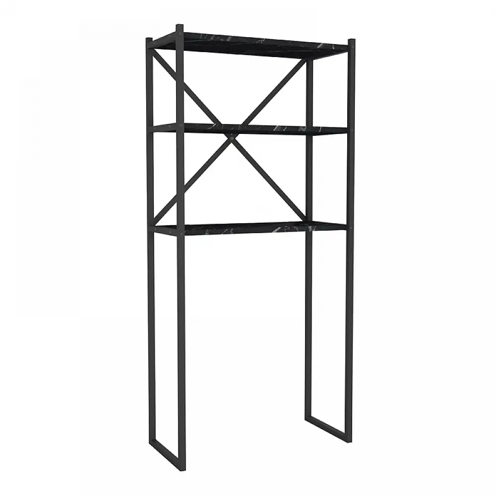 Έπιπλο πλυντηρίου Mindy Megapap μεταλλικό - μελαμίνης χρώμα μαύρο εφέ μαρμάρου 66x34x160εκ. | GP041-0032,3