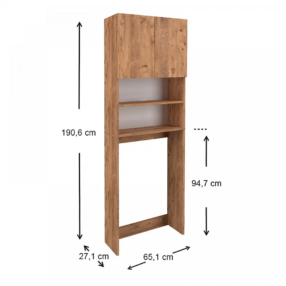 Έπιπλο πλυντηρίου Ramsey Megapap από μελαμίνη χρώμα pine oak 65x27x190,6εκ. Έπιπλο πλυντηρίου Ramsey Megapap από μελαμίνη χρώμα pine oak 65x27x190,6εκ.