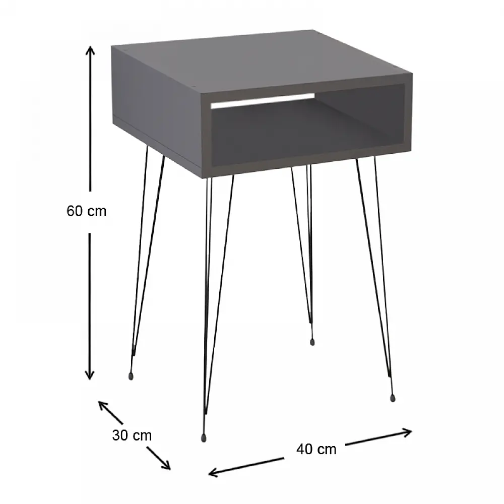 Κομοδίνο μελαμίνης Scott Megapap χρώμα ανθρακί 40x30x60εκ. Κομοδίνο μελαμίνης Scott Megapap χρώμα ανθρακί 40x30x60εκ.
