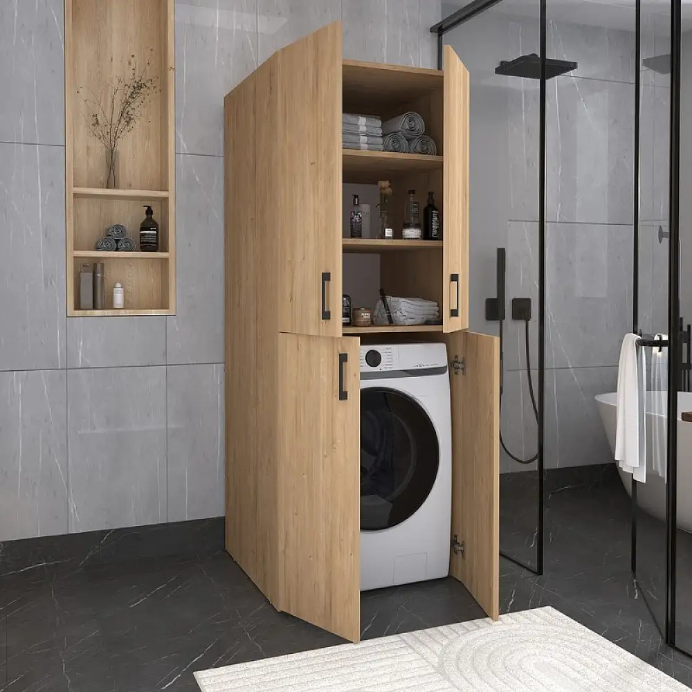 Ντουλάπα μπάνιου - Έπιπλο πλυντηρίου Millay Megapap χρώμα sapphire oak 70x70x180εκ. | GP041-0057,2