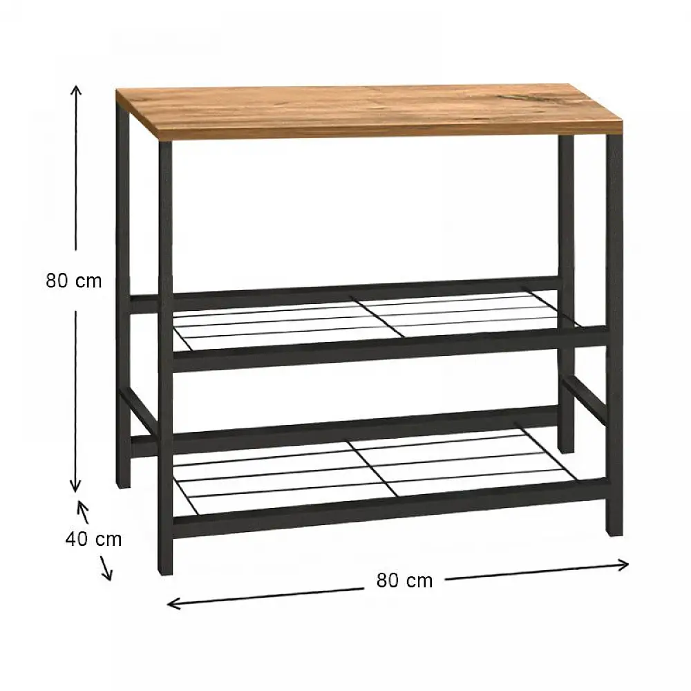 Τραπεζάκι βοηθητικό για φουρνάκι Mulligan Megapap μεταλλικό - μελαμίνης χρώμα μαύρο - pine oak 80x40x80εκ. | GP041-0061,1
