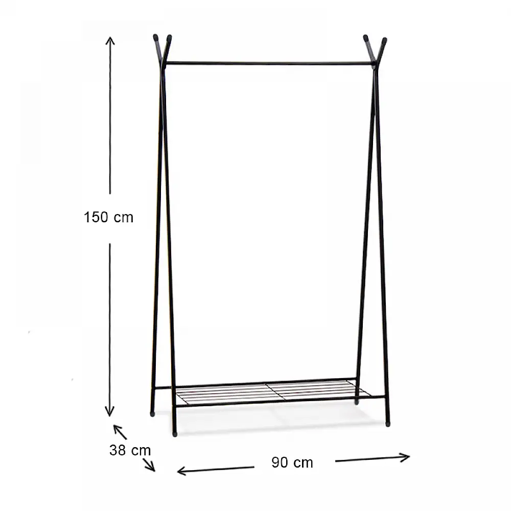 Επιδαπέδια κρεμάστρα Shua Megapap μεταλλική χρώμα μαύρο 90x38x150εκ. | GP041-0063,1