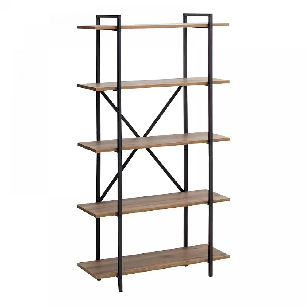 Βιβλιοθήκη Ernesto Megapap χρώμα μαύρο - καπνιστή καρυδιά 90x35,5x160εκ. | GP041-0068,1