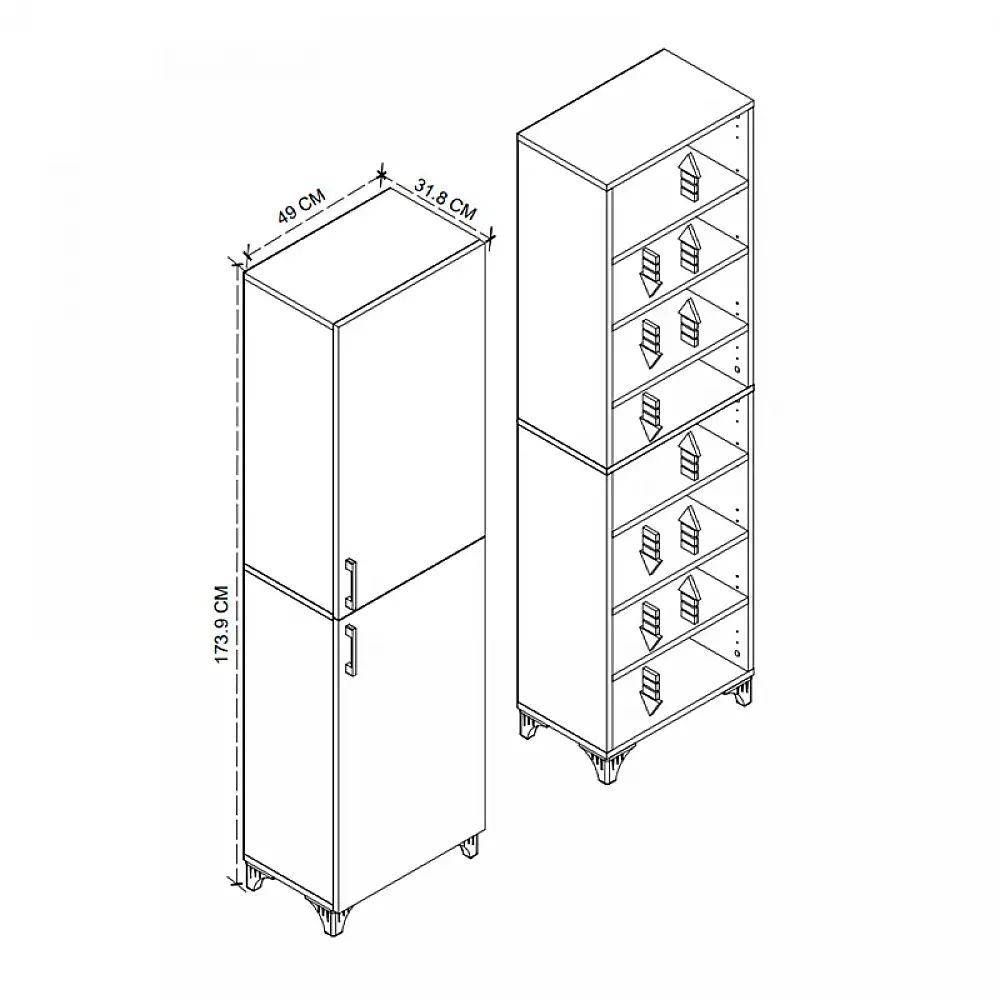 Ντουλάπι κουζίνας/μπάνιου Charlie Megapap χρώμα λευκό 49x31,8x173,9εκ. | GP041-0069,1