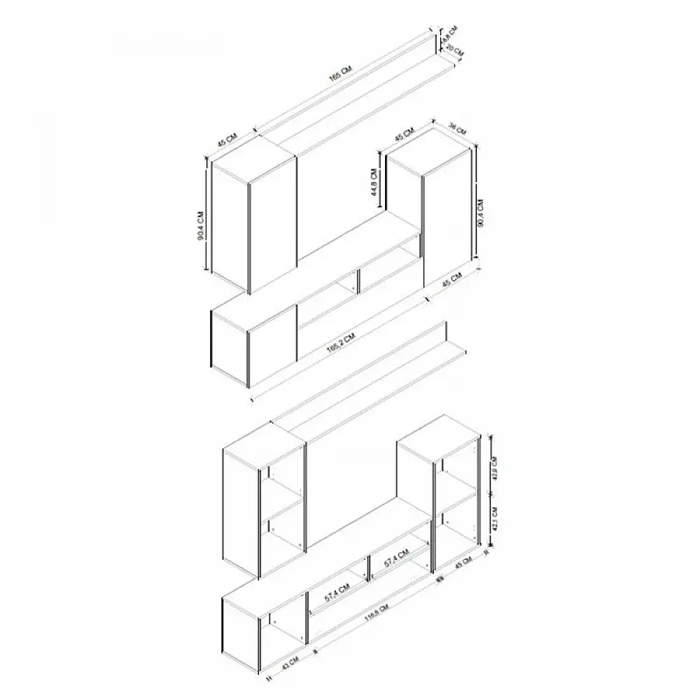Σύνθεση τηλεόρασης Rodos Megapap χρώμα λευκό 210,2x36x90,4εκ. | GP041-0081,1