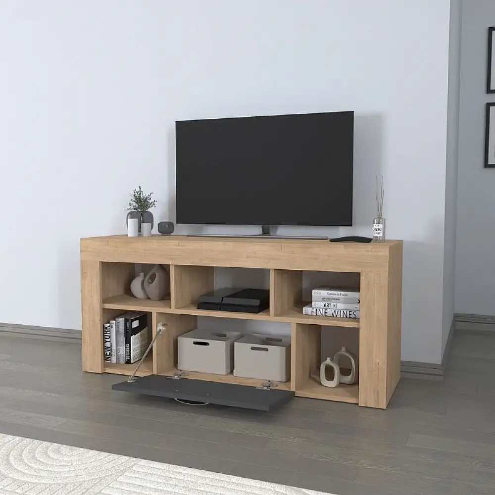 Έπιπλο τηλεόρασης Midili Megapap χρώμα sapphire oak - ανθρακί 135x42x60,7εκ. | GP041-0082,1
