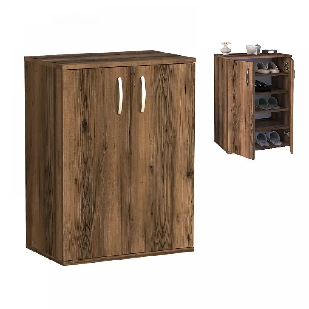 Παπουτσοθήκη - Ντουλάπι Manolo Megapap χρώμα καπνιστή καρυδιά 60x38x81,4εκ. | GP041-0084,2