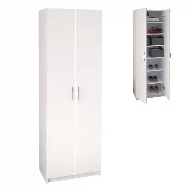 Παπουτσοθήκη Renso Megapap δίφυλλη χρώμα λευκό 59,8x37,8x178,5εκ. | GP041-0085,1