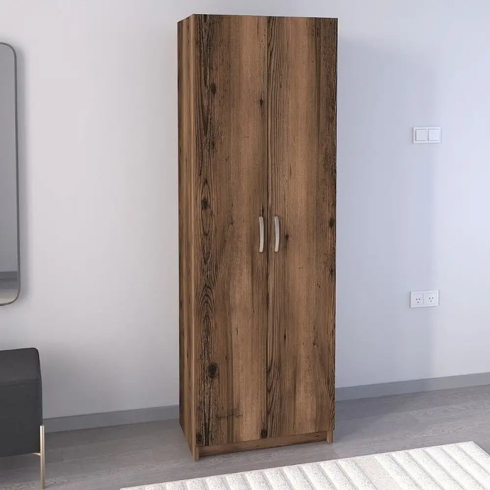 Παπουτσοθήκη Renso Megapap δίφυλλη χρώμα καπνιστή καρυδιά 59,8x37,8x178,5εκ. | GP041-0085,2