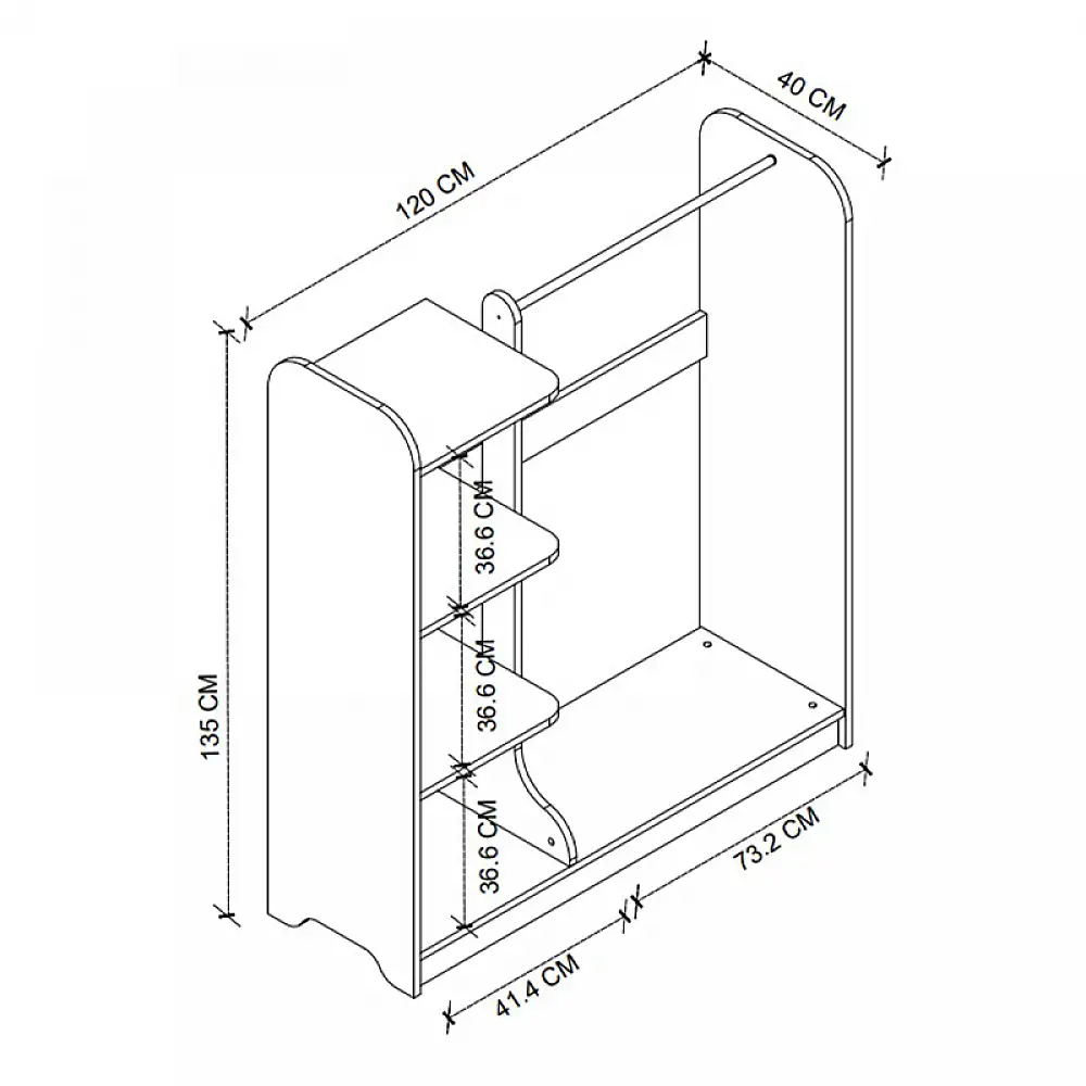 Έπιπλο εισόδου Rozesme Megapap χρώμα λευκό 120x40x135εκ. | GP041-0099,2