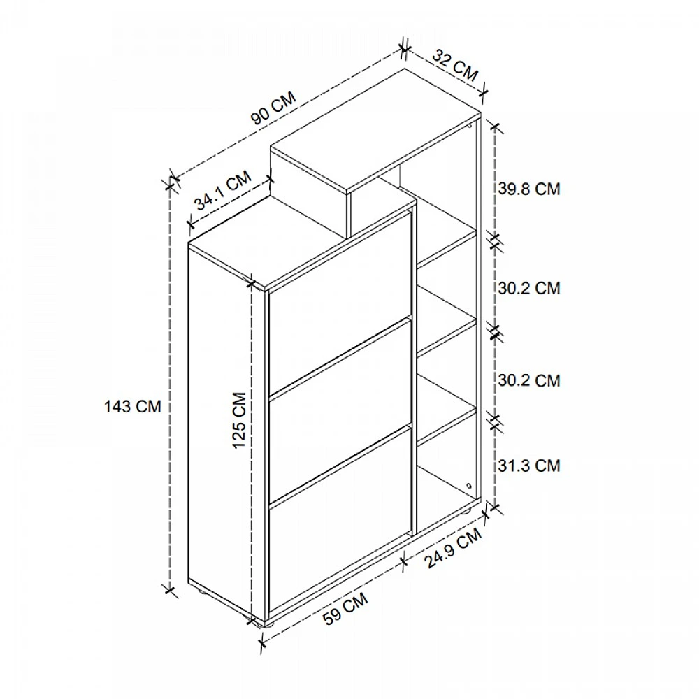 Παπουτσοθήκη Lego Megapap χρώμα pine oak 90x32x143εκ. Παπουτσοθήκη Lego Megapap χρώμα pine oak 90x32x143εκ.