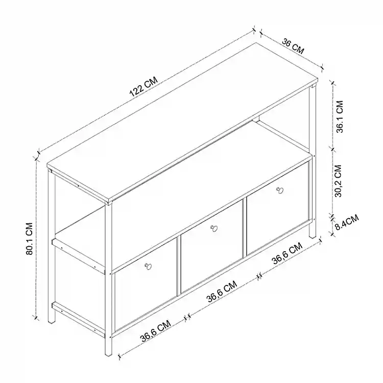 Μπουφές Mars Megapap χρώμα καπνιστή καρυδιά 122x36x80,1εκ. | GP041-0122,2