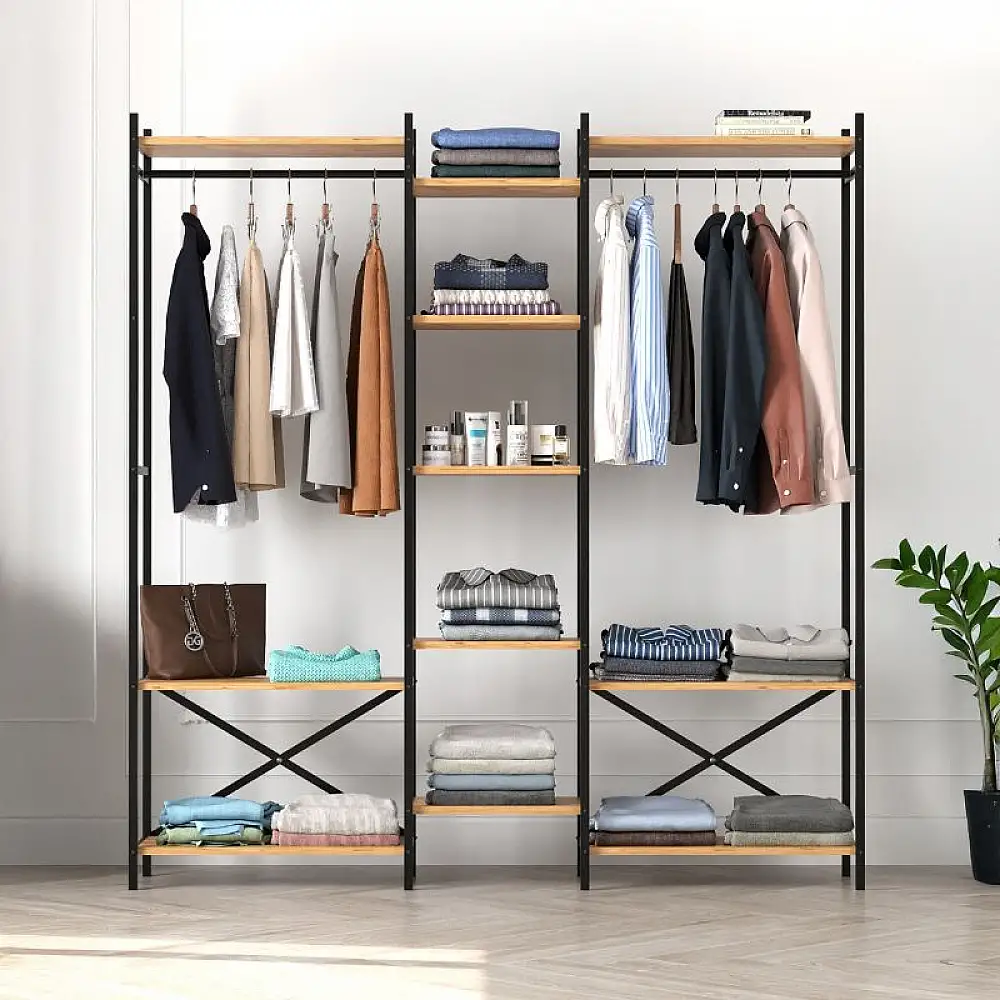 Ντουλάπα ρούχων ανοιχτή - Έπιπλο εισόδου Openix Megapap χρώμα pine oak 171,7x34,2x180,7εκ. | GP041-0126,1