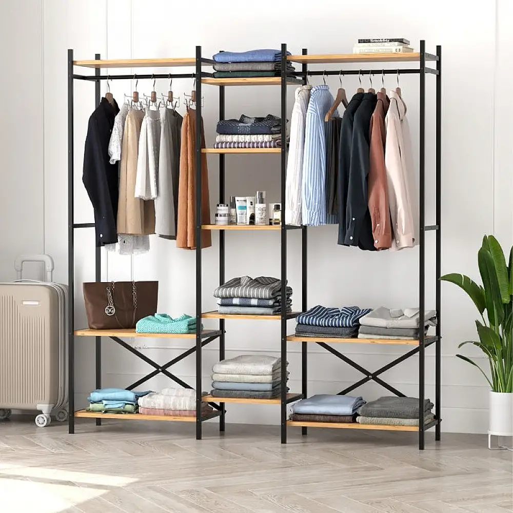 Ντουλάπα ρούχων ανοιχτή - Έπιπλο εισόδου Openix Megapap χρώμα pine oak 171,7x34,2x180,7εκ. | GP041-0126,1