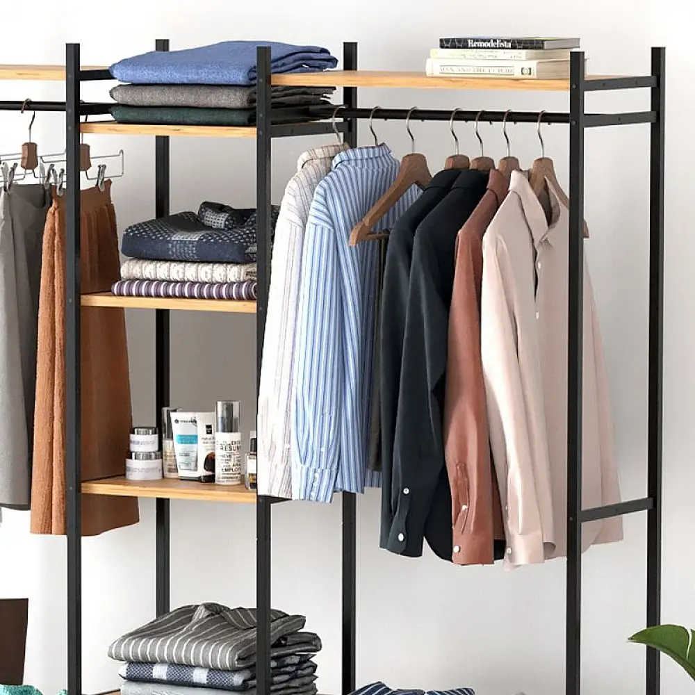 Ντουλάπα ρούχων ανοιχτή - Έπιπλο εισόδου Openix Megapap χρώμα pine oak 171,7x34,2x180,7εκ. | GP041-0126,1