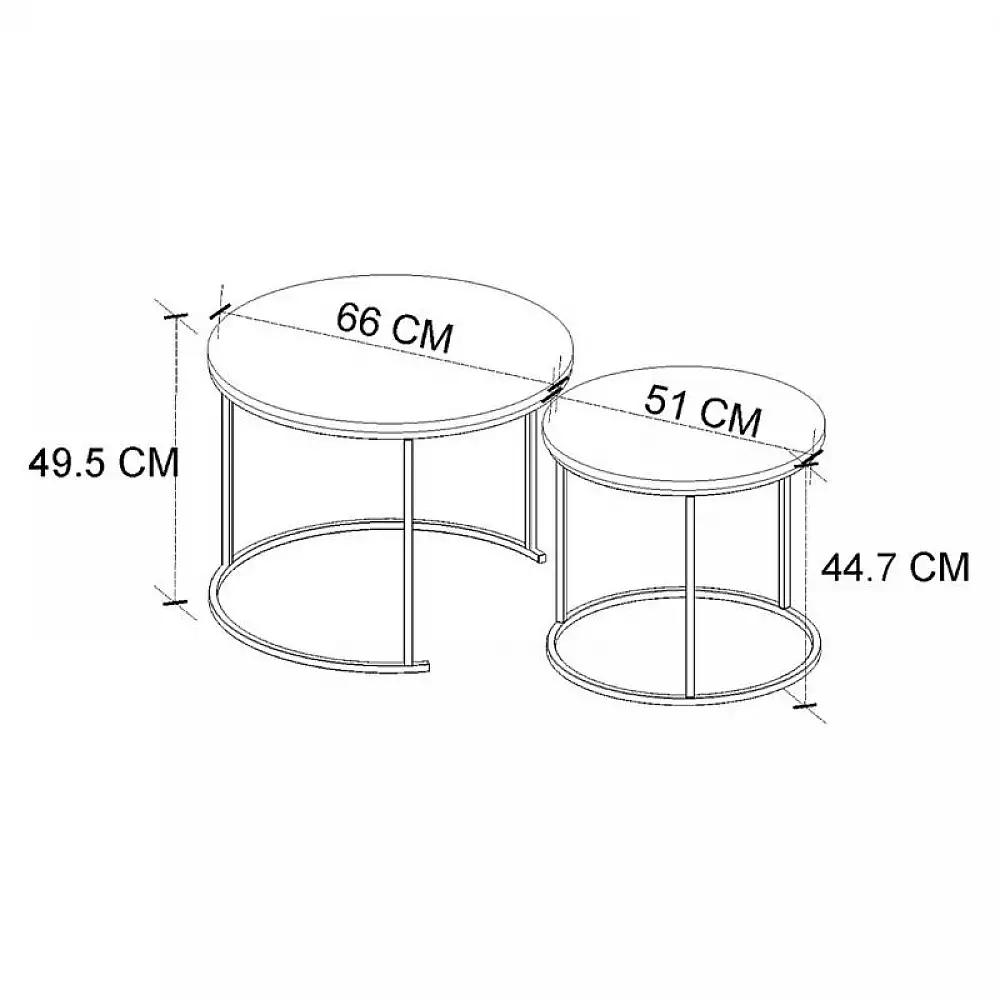 Τραπεζάκι σαλονιού σετ 2 τμχ Hilal Megapap χρώμα pine oak Ø66x49,5εκ. | GP041-0130,1
