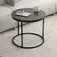Τραπεζάκι σαλονιού σετ 2 τμχ Hilal Megapap χρώμα μαύρο εφέ μαρμάρου Ø66x49,5εκ. | GP041-0130,4
