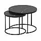 Τραπεζάκι σαλονιού σετ 2 τμχ Hilal Megapap χρώμα μαύρο εφέ μαρμάρου Ø66x49,5εκ. | GP041-0130,4