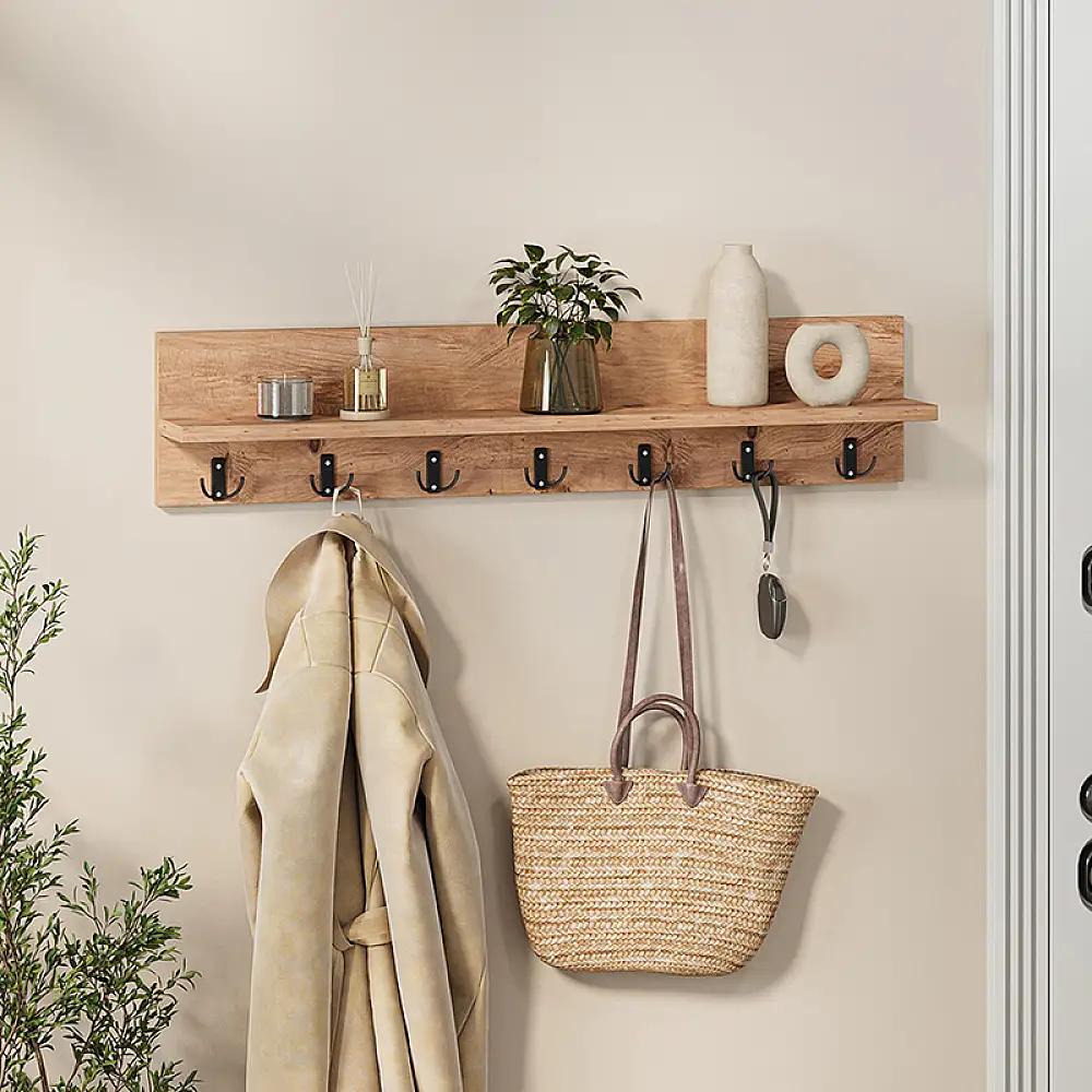 Κρεμάστρα τοίχου Kery Megapap χρώμα pine oak 91x11x20εκ. | GP041-0133,1