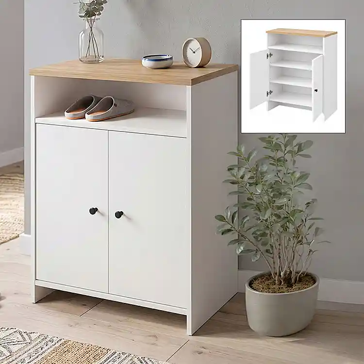 Παπουτσοθήκη - Ντουλάπι Efsun Megapap χρώμα λευκό - sapphire oak 62x35x86εκ. | GP041-0140,1