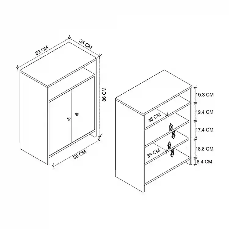 Παπουτσοθήκη - Ντουλάπι Efsun Megapap χρώμα λευκό - sapphire oak 62x35x86εκ. | GP041-0140,1