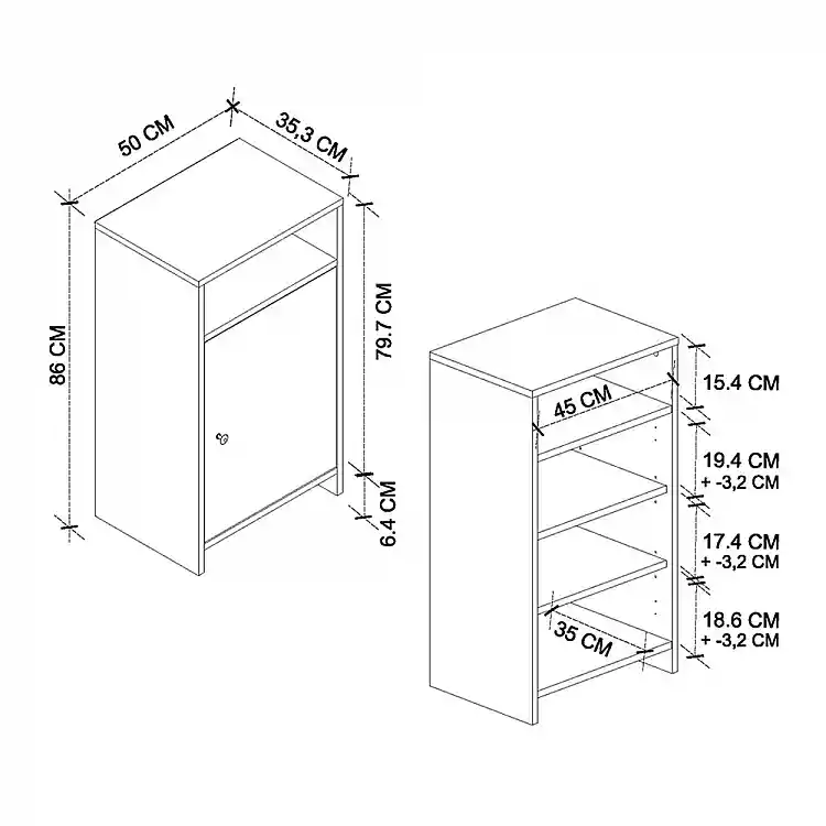 Παπουτσοθήκη - Ντουλάπι Talsa Megapap χρώμα λευκό - sapphire oak 50x35,3x86εκ. | GP041-0141,1