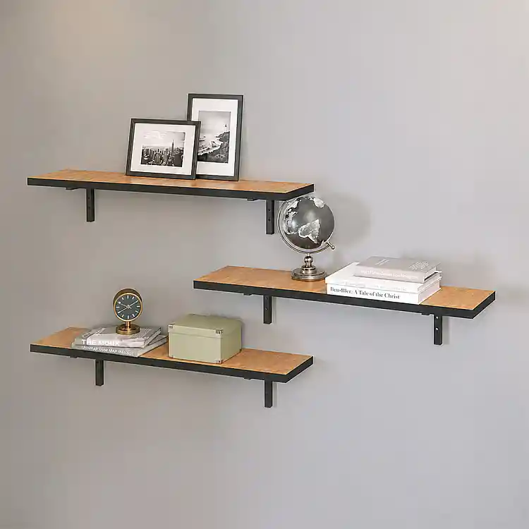 Ραφιέρα τοίχου Versa Megapap 3 τεμαχίων χρώμα pine oak 80x19x17εκ. | GP041-0144,1
