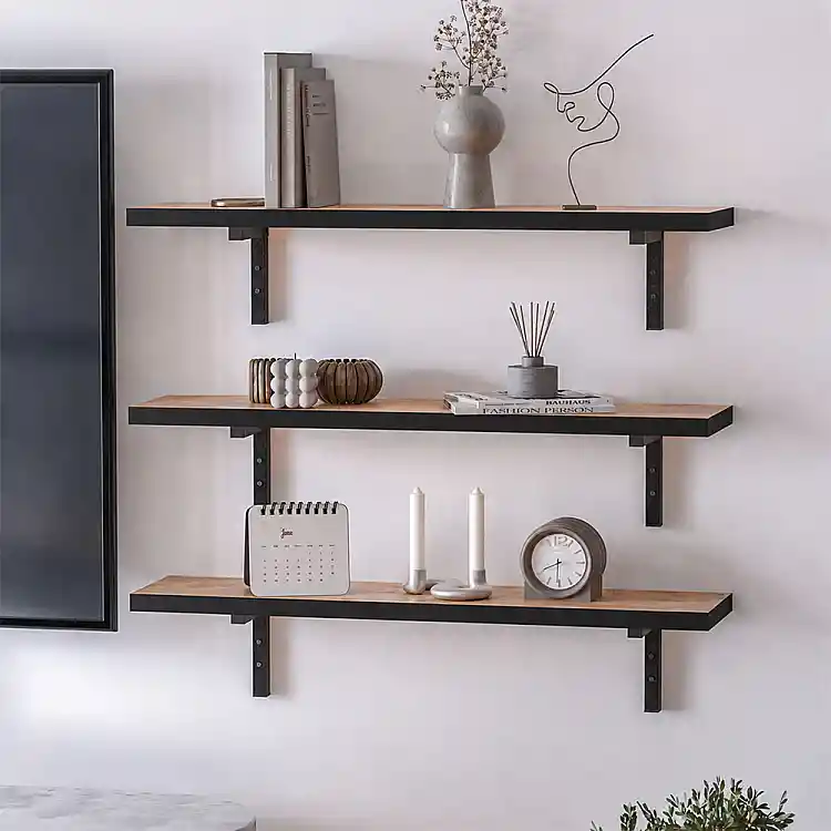 Ραφιέρα τοίχου Versa Megapap 3 τεμαχίων χρώμα pine oak 80x19x17εκ. | GP041-0144,1