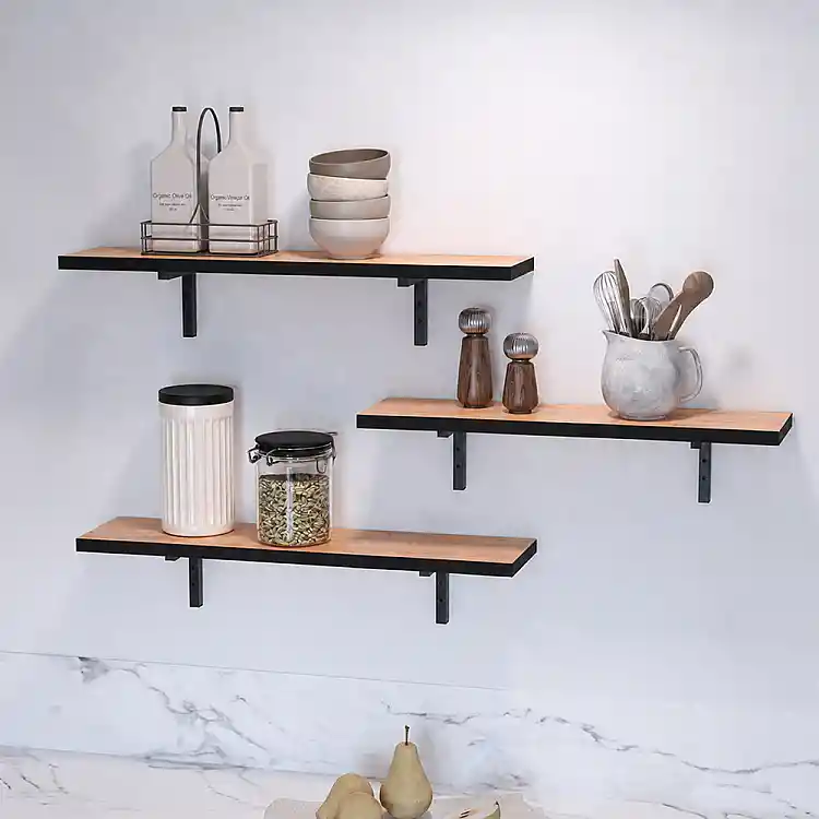 Ραφιέρα τοίχου Versa Megapap 3 τεμαχίων χρώμα pine oak 80x19x17εκ. | GP041-0144,1